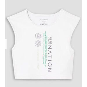 P.E NATION Cropped cutout printed stretch-jersey top XXL